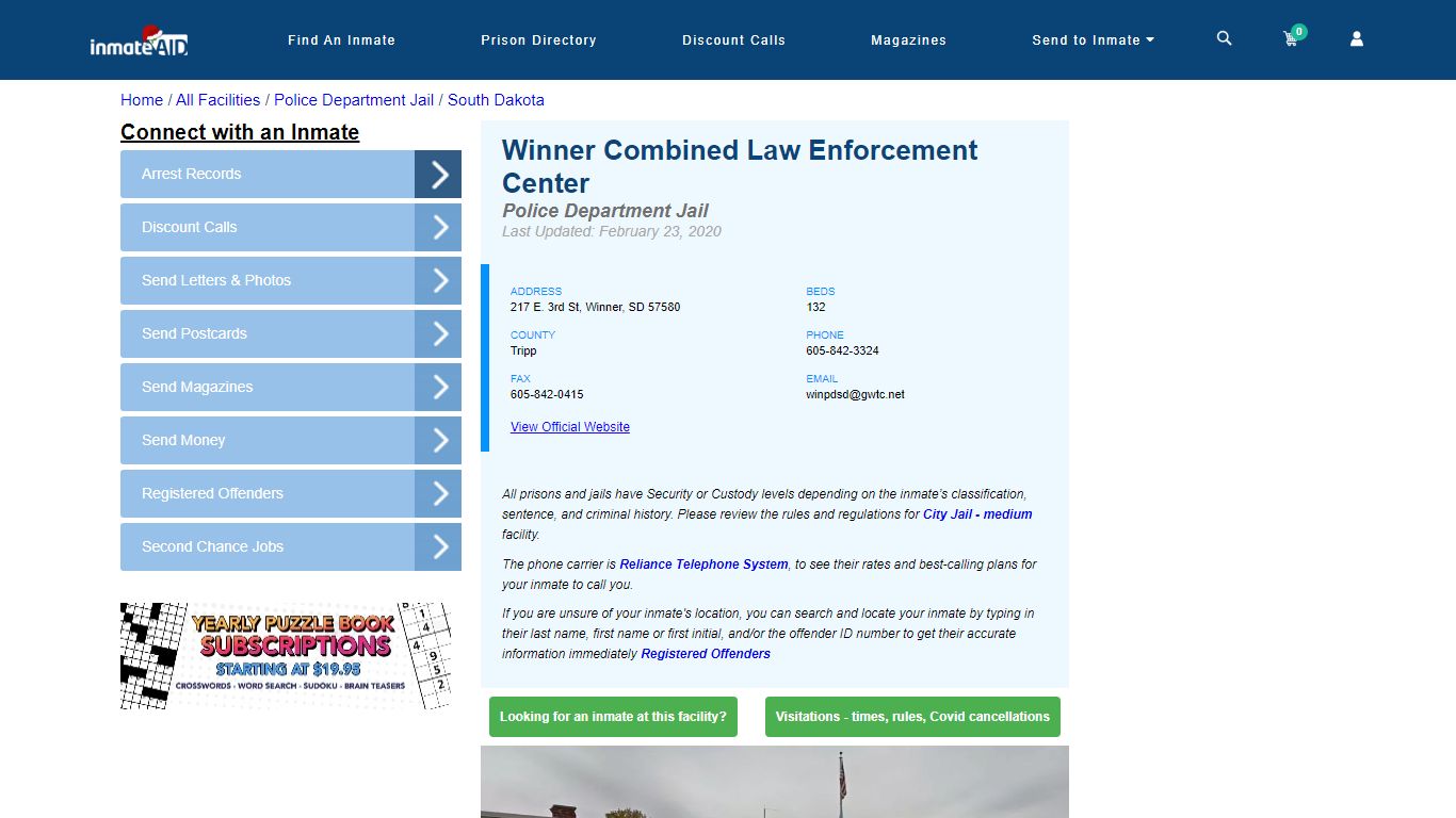 Winner SD Police Jail & Inmate Search - Winner, SD